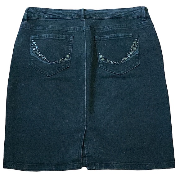 Denim Shirt, Black Midi Denim Skirt, Code Bleu Denim Skirt, Midi Denim Skirt - Picture 3 of 13